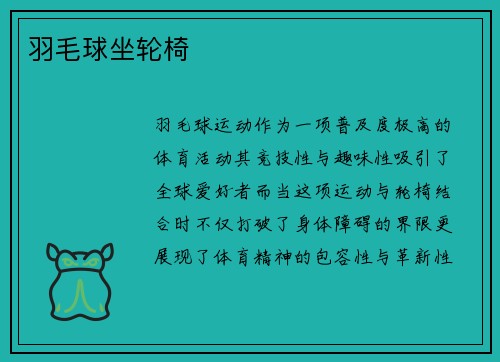 羽毛球坐轮椅